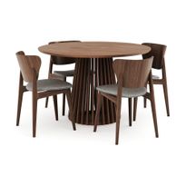 Ruokailuryhmä Peyra, Ø120cm, 4 tuolia, ruskea (00754)