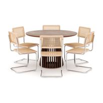 Ruokailuryhmä Peyra, Ø120cm, 6 Build tuolia, ruskea (01724)