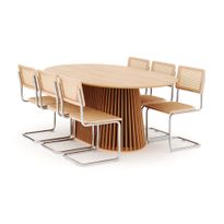 Ruokailuryhmä Peyra, 200cm soikea, 6 Build tuolia, luonnonväri (01688)