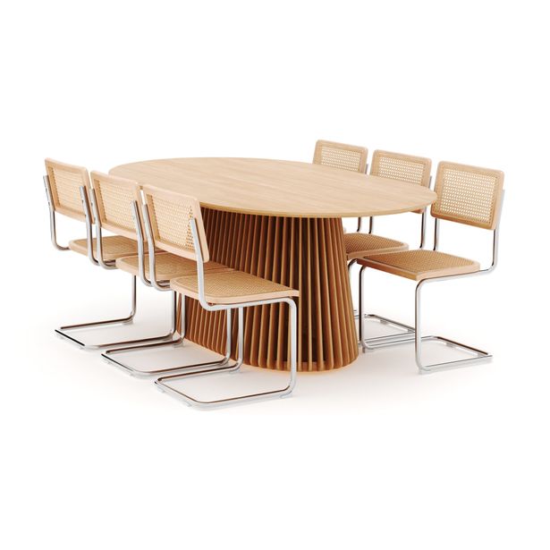 Ruokailuryhmä Peyra, 200cm soikea, 6 Build tuolia, luonnonväri (01688)