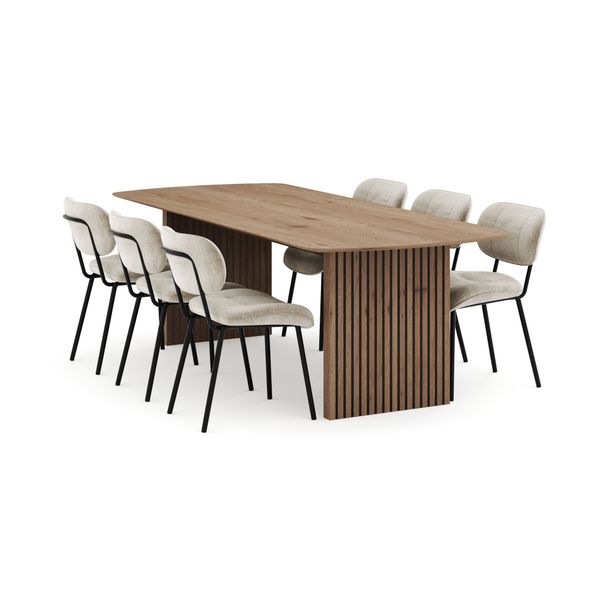 Ruokailuryhmä Richeto, 240cm, 6 tuolia, ruskea, eri tuolivaihtoehtoja (RR240)