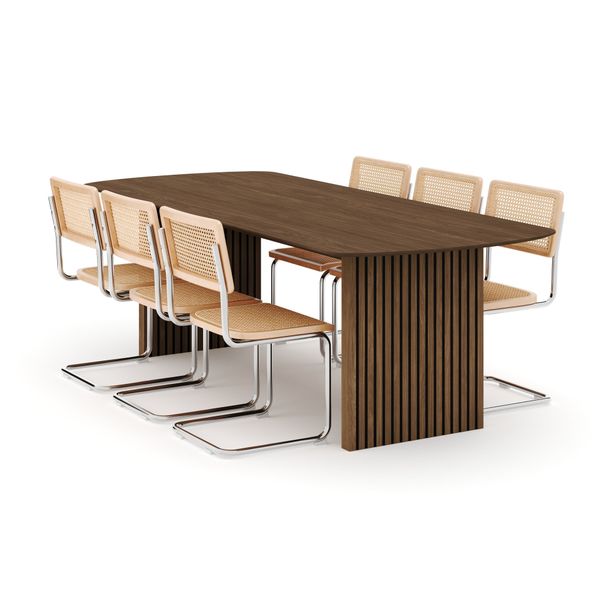 Ruokailuryhmä Richeto, 240cm, 6 Matkplolar tuolia, ruskea (01740)