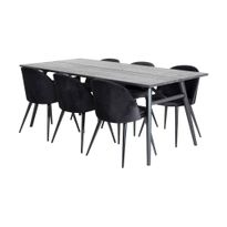 Ruokailuryhmä Sediza, 195cm, 6 Luisa samettituolia, eri värivaihtoehtoja (RR195)