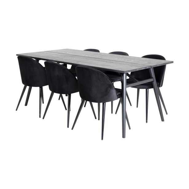 Ruokailuryhmä Sediza, 195cm, 6 Luisa samettituolia, eri värivaihtoehtoja (RR195)