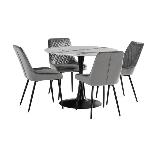 Ruokailuryhmä Severo, Ø100cm, 4 tuolia, eri tuoli-/värivaihtoehtoja (R1004)