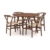 Ruokailuryhmä Skagana, Ø120cm, 4 Dezuid tuolia, ruskea (00126)