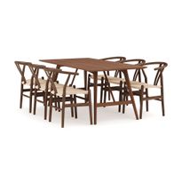 Ruokailuryhmä Skagana, 180cm, 6 Dezuid tuolia, ruskea (00129)