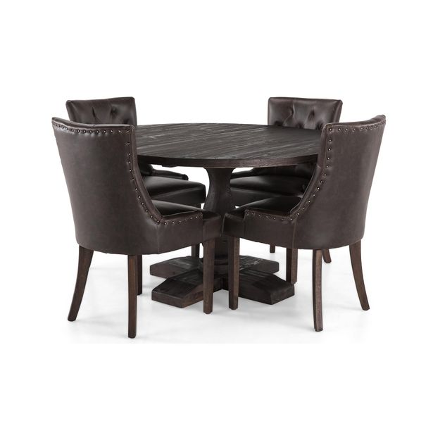 Ruokailuryhmä Suzon, Ø130cm 4 tuolia, eri tuoli-/värivaihtoehtoja (R1304)