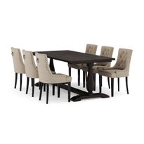 Ruokailuryhmä Suzon, 200cm, 6 Ophelia-tuolia, ruskea (00152)