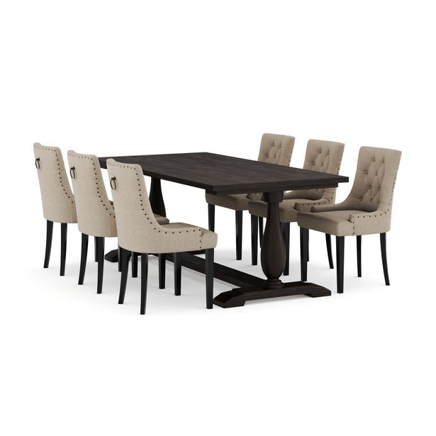 Ruokailuryhmä Suzon, 200cm, 6 Ophelia-tuolia, ruskea (00152)