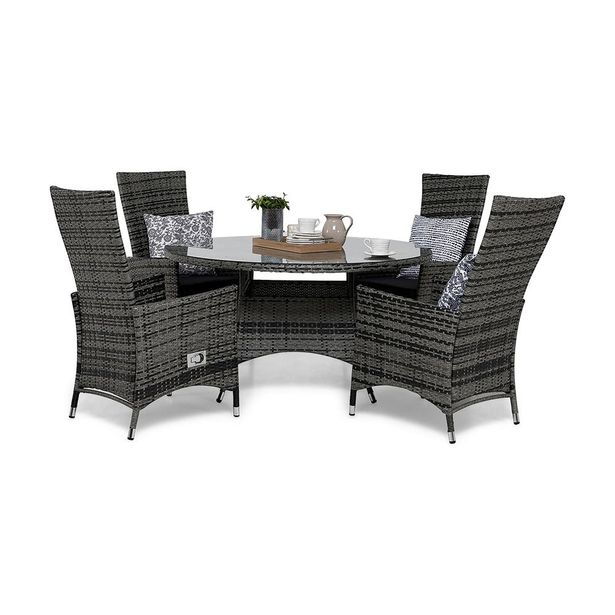 Ruokailuryhmä Thor, Ø140cm, 4 säädettävää nojatuolia, eri värivaihtoehtoja (0RRP4)