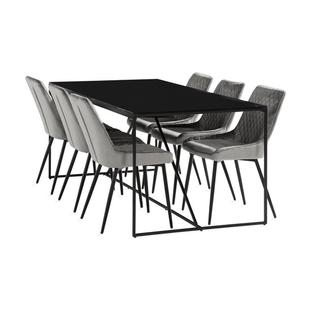 Ruokailuryhmä Treni, 180cm, 6 Allavare tuolia, musta (71138)