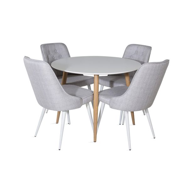 Ruokailuryhmä Trym, Ø100cm, 4 tuolia, eri tuoli-/värivaihtoehtoja (100P4)