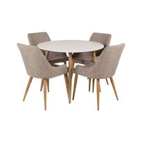 Ruokailuryhmä Trym, 4 ruokatuolia, valkoinen/beige (98599)