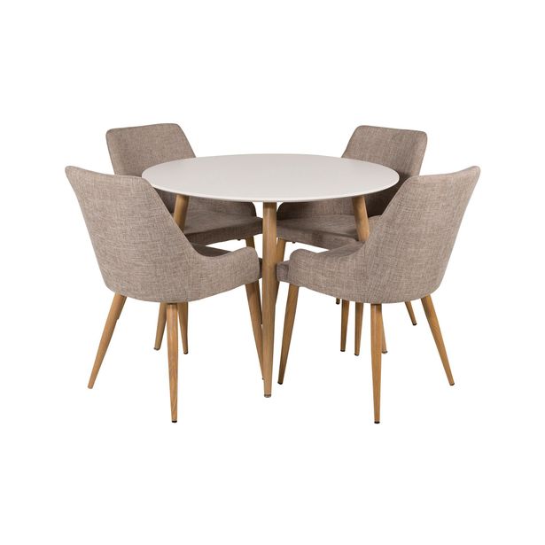 Ruokailuryhmä Trym, 4 ruokatuolia, valkoinen/beige (98599)