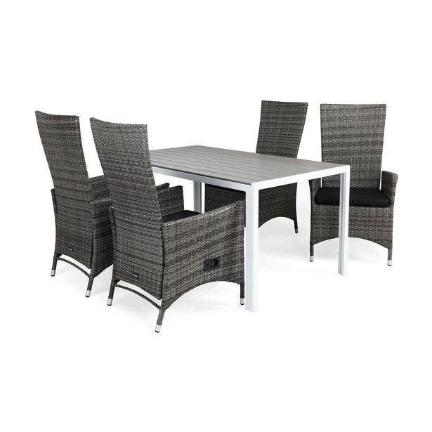 Ruokailuryhmä Tunis, 150x90cm, 4 tuolia, eri tuoli-/värivaihtoehtoja (0RR90)