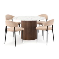 Ruokailuryhmä Uppveda, Ø120cm, 4 tuolia, eri tuoli-/värivaihtoehtoja (210P4)
