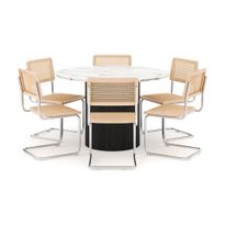 Ruokailuryhmä Uppveda, Ø120cm, pyöreä, 6 tuolia, eri värivaihtoehtoja (P12P6)