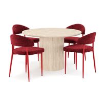 Ruokailuryhmä Uppveda, Ø130cm, 4 tuolia, eri tuoli-/värivaihtoehtoja (P1304)