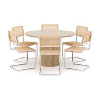 Ruokailuryhmä Uppveda, Ø130cm, 6 Build-tuolia, beige (01657)