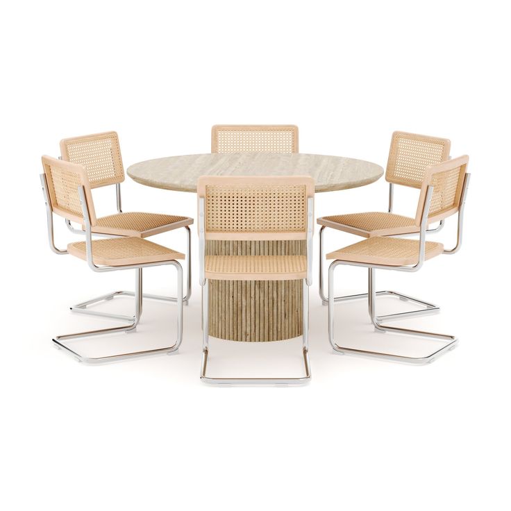 Ruokailuryhmä Uppveda, Ø130cm, 6 Build-tuolia, beige (01657)