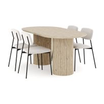 Ruokailuryhmä Uppveda, 180cm, soikea travertiini, 4 tuolia, eri tuoli-/värivaihtoehtoja (R180S)