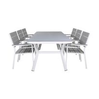 Ruokailuryhmä Virya, 160cm, 6 Levels tuolia, harmaa/valkoinen (75483)
