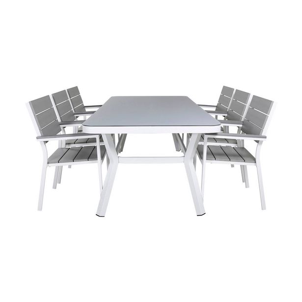 Ruokailuryhmä Virya, 160cm, 6 Levels tuolia, harmaa/valkoinen (75483)