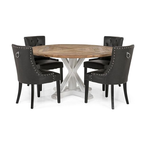 Ruokailuryhmä Yorkshire, Ø150cm, 4 tuolia, eri tuoli-/värivaihtoehtoja (0RRP4)