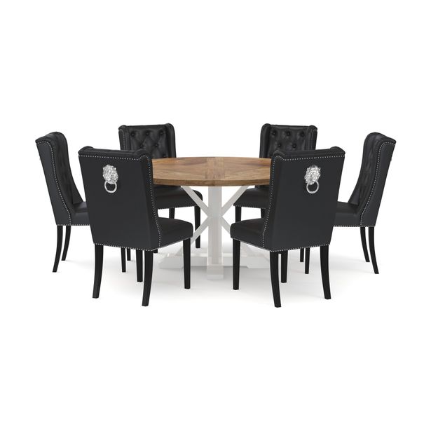 Ruokailuryhmä Yorkshire, Ø150cm, 6 tuolia, eri tuoli-/värivaihtoehtoja (0RRP6)