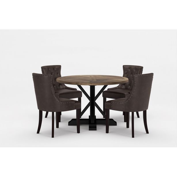 Ruokailuryhmä Yorkshire Premium, Ø120cm, 4 tuolia, eri tuoli-/värivaihtoehtoja (RRPR4)