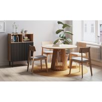 Ruokapöytä Gontas, 120cm, pyöreä, 4 Wadyn ruokatuolia, luonnonväri (06626)