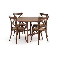 Ruokapöytä Skagana, 120cm, pyöreä, 4 Prumerland-tuolia, ruskea (95869)