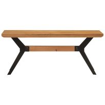Ruokapöydän penkki 110x40x46 cm täysi akasiapuu ja teräs (52057)