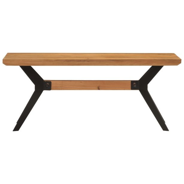 Ruokapöydän penkki 110x40x46 cm täysi akasiapuu ja teräs (52057)