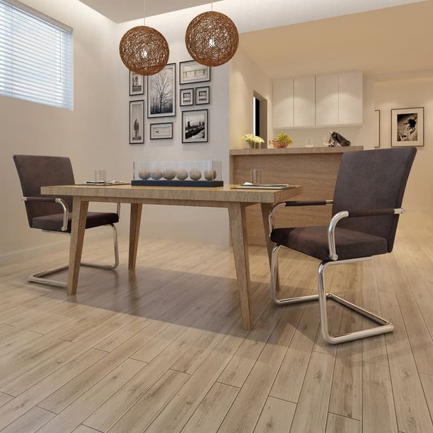 Ruokapöydän tuolit Cantilever 2 kpl keinonahka ruskea