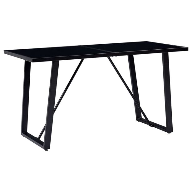 Ruokapöytä 160x80x75 cm karkaistu lasi musta