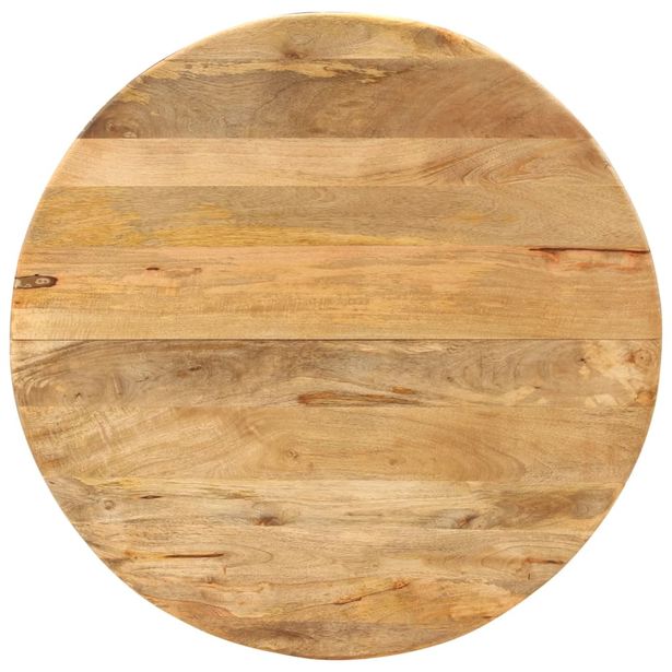 Ruokapöytä Ø110x78 cm täysi mangopuu ja teräs (38454)