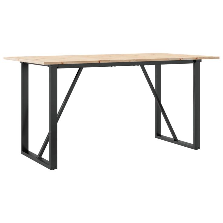 Ruokapöytä O-runko 140x80x75 cm täysi mänty ja valurauta (82676)