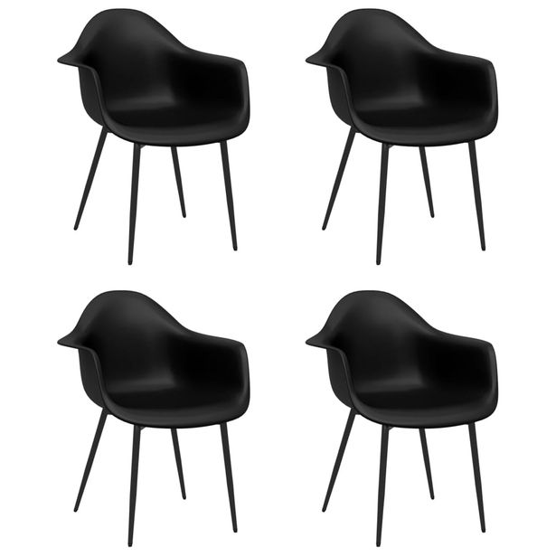 Ruokatuolit 4 kpl musta PP (38077)
