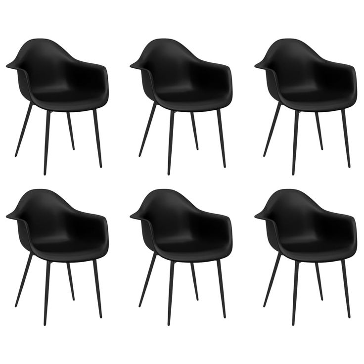 Ruokatuolit 6 kpl musta PP (82357)