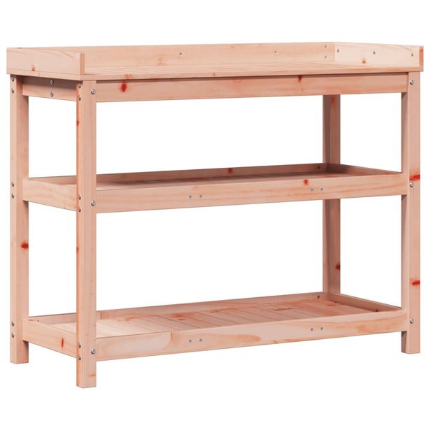 Ruukutuspöytä hyllyillä 108x45x86,5 cm täysi Douglas kuusi (32440)