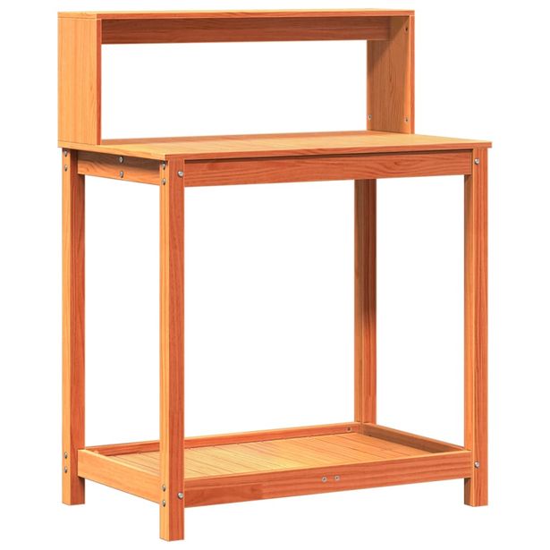 Ruukutuspöytä hyllyillä ruskea 82,5x50x109,5 cm täysi mänty (44633)