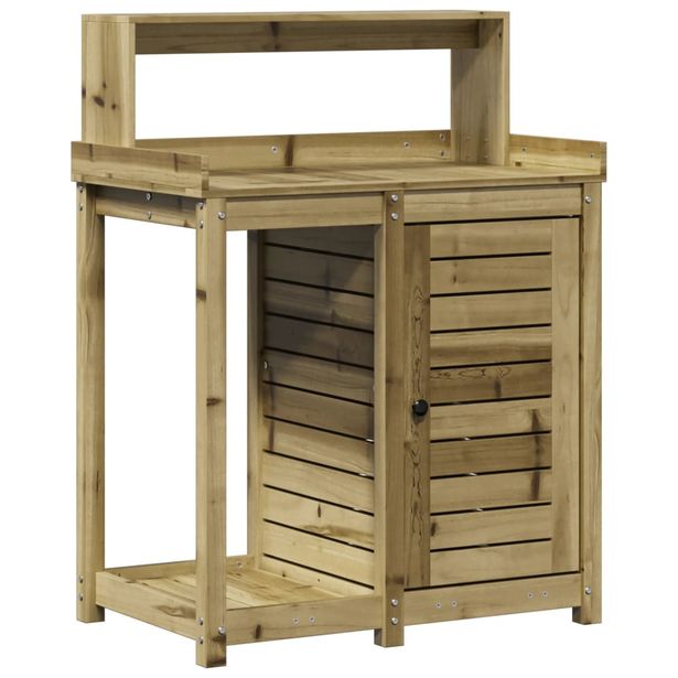 Ruukutuspöytä hyllyllä 82,5x50x109,5 cm kyllästetty mänty (32426)