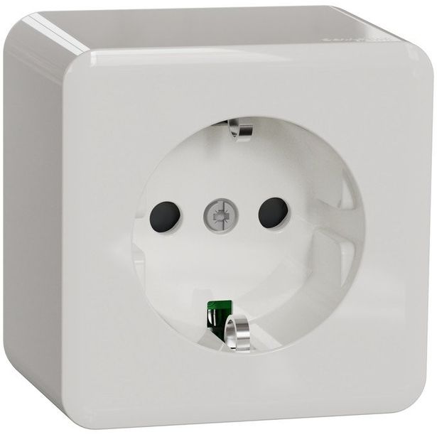 Pistorasia Schneider Electric Exxact, 1-osainen, pinta-asennus, IP21, ruuviliitos, valkoinen