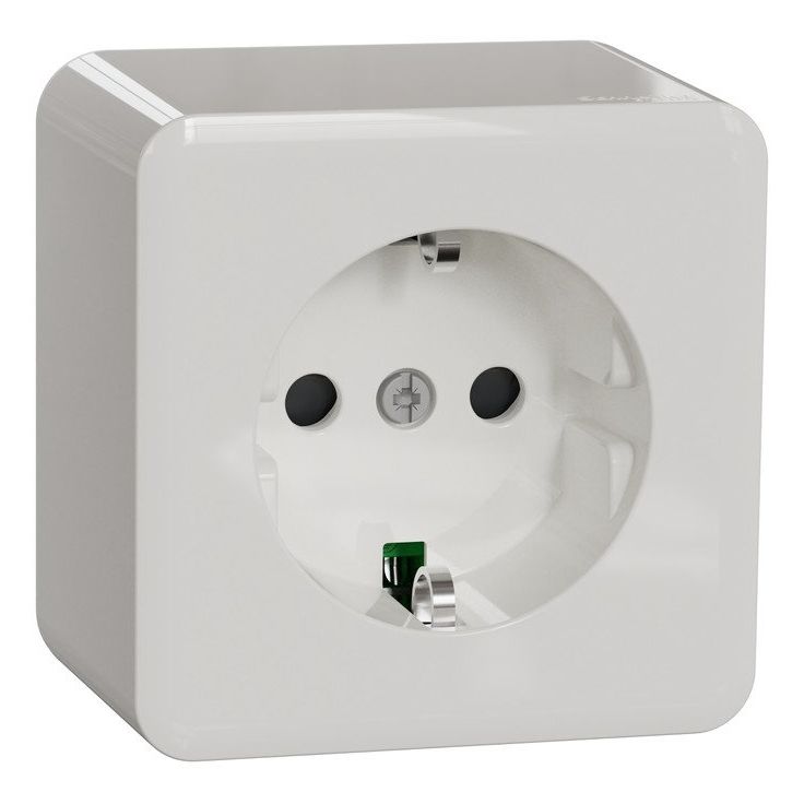 Pistorasia Schneider Electric Exxact, 1-osainen, pinta-asennus, IP21, ruuviliitos, valkoinen