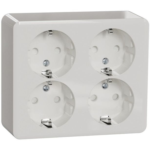 Pistorasia Schneider Electric Exxact, 4-osainen, pinta-asennus, IP21, ruuviliitos, valkoinen