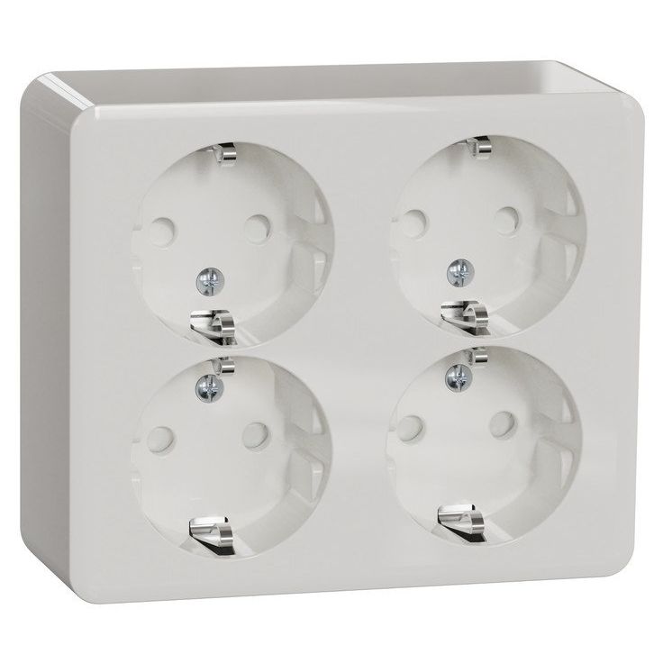 Pistorasia Schneider Electric Exxact, 4-osainen, pinta-asennus, IP21, ruuviliitos, valkoinen
