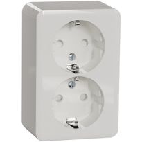 Pistorasia Schneider Electric Exxact, 2-osainen, pinta-asennus, IP21, ruuviliitos, haaroitettava, valkoinen