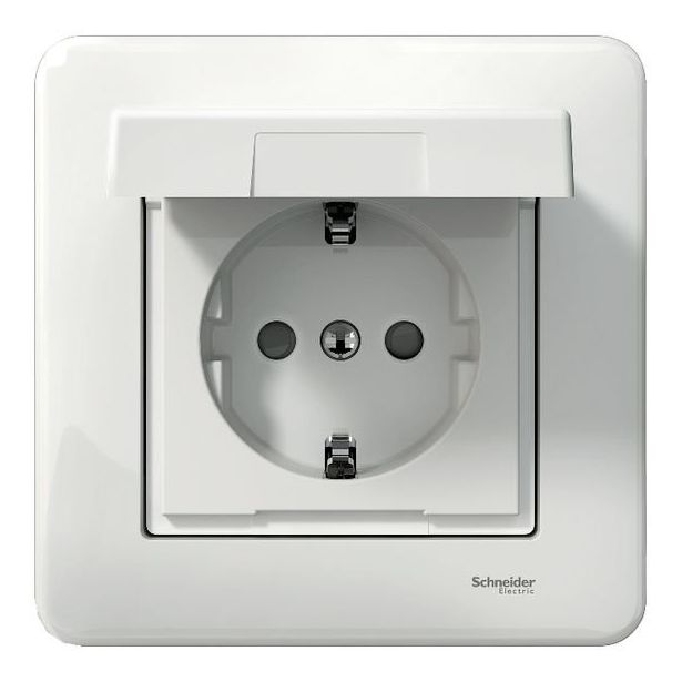 Pistorasia Schneider Electric Exxact DIY, 1-osainen, sisältää peitelevyn, IP44, ruuviliitos, valkoinen